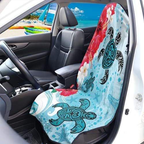 Image of Car Seat Cover Protector Front Seats Only Fit for Auto Truck Van SUV, Waterproof Aesthetic Flowers Print Seat Towel Cover for Gym, Pets, Outdoor Adventures