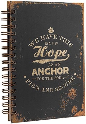 Christian Art Gifts Large Hardcover Notebook/Journal | Hope As An Anchor – Hebrews 6:19 Bible Verse | Vintage Inspirational Wire Bound Spiral Notebook w/192 Lined Pages, 6” x 8.25”