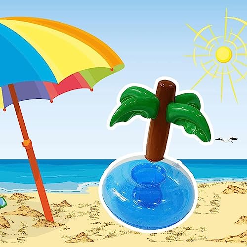 LATRAT Pack of 4 Inflatable Palm Tree Coasters, Jumbo Coconut Palms, Drinking Cup Holders - Image 2