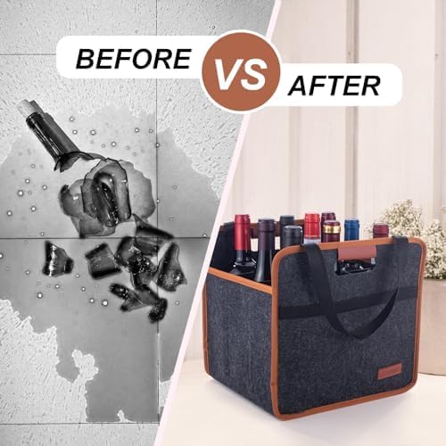 image for Foyego 2 Pack 9 Bottle Wine Tote Bag, Insulated Thermal Padded Wine Ca