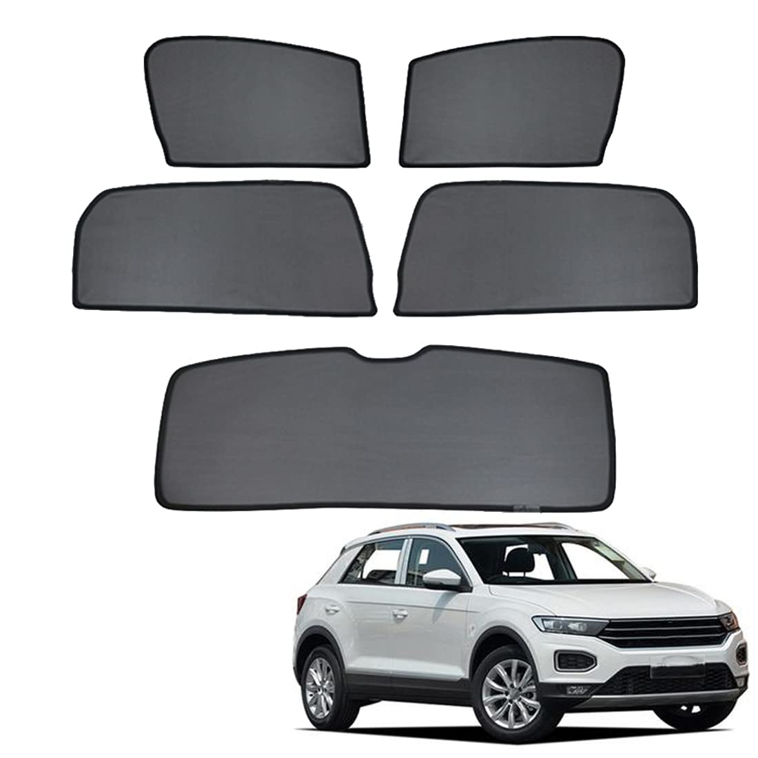 Tendine Parasole Auto Bambini Parasole per Finestrini Laterali per T-ROC 2017-2022 Tendine Parasole Protezione UV Tende Magnetiche Nero,5PCS