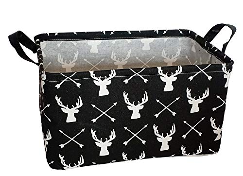 KUNRO Rectangular Canvas Storage Bin Waterproof Toy Organizer with Handles for Organizing Shelf