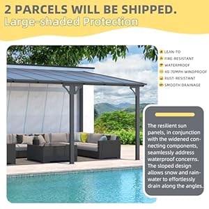 U-MAX 10' x 14' Outdoor Pergola Gazebo, Wall-Mounted Lean to Metal Awnings Gazebos on Clearance for Patio, Large Panel Roof Pergolas and Gazebo for Outdoor Use U MAX 10 x 14 Outdoor Pergola Gazebo Wall Mounted Lean to Metal Awnings Gazebos on Clearance for Patio Large Panel Roof Pergolas and Gazebo for Outdoor Use