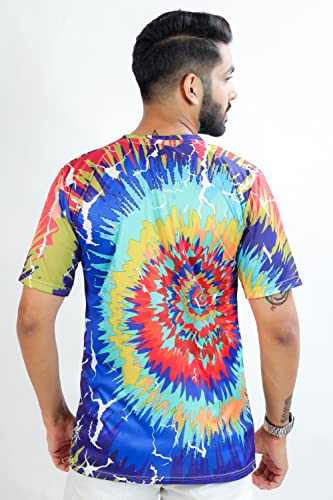 Image of HARPITA Men's Round Neck Half Sleeve Slim Fit Digital Printed Lycra T-Shirt