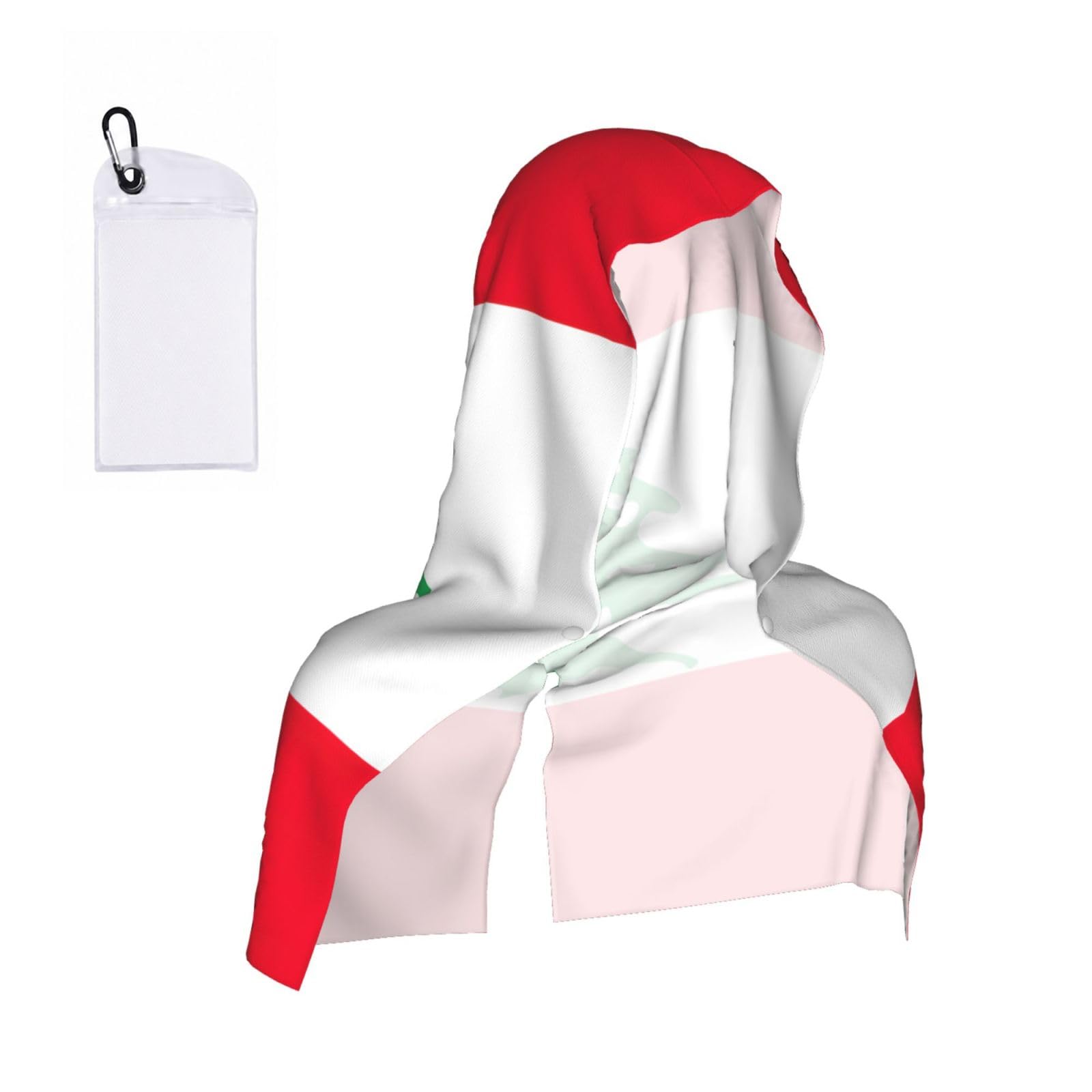 DUWAA Flag Of Lebanon Print Cooling Hooded Sports Towel, 30×60cm Quick Drying Summer Cool Head Wrap For Neck And Face