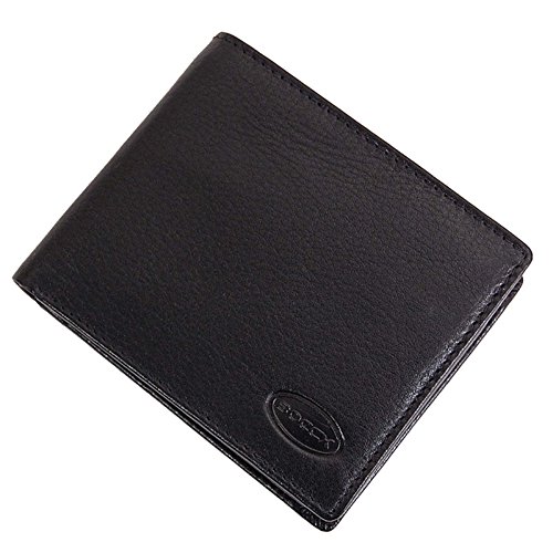 BOCCX Mini Geldbörse Slim Wallet mit Münzfach echt Leder Geldbeutel Schwarz