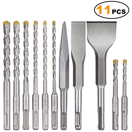 SDS plus bits, ZINMOND 11-Piece SDS-plus Rotary Hammer Drill Bits Set & 3-Piece