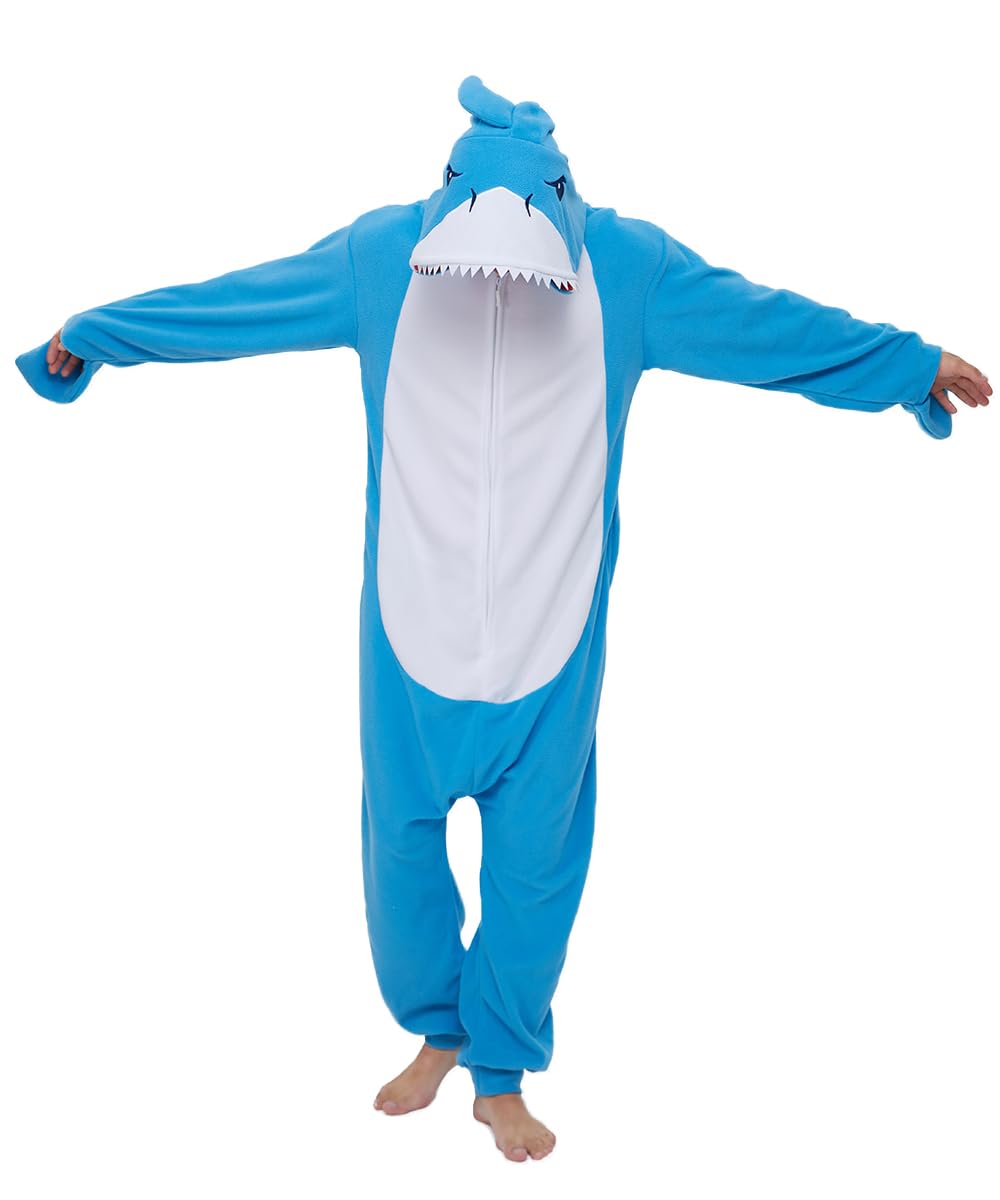 Laahoem Animal Requin Pyjama Unisexe Adulte à Capuche Hommes Femmes Combinaison Costume Cosplay Pyjama