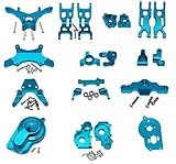 Upgrade Compatible with Losi 1/18 Mini-T 2.0 2WD RC Truck Parts Kit Steering Knuckle Suspension Arms Set Accessory Replace(Blue)