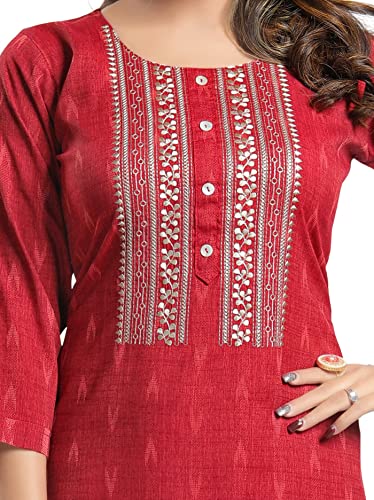 Image of DREAM & DZIRE Marron Office wear Kurti for Women of Cotton in Plus Size & Small Size.