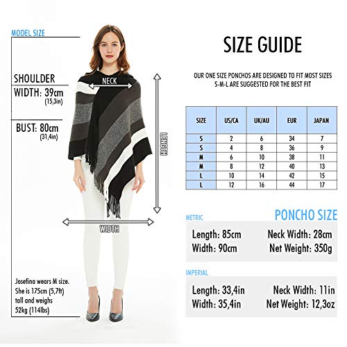 Ferand Women's Lightweight Striped Poncho Sweater Casual Summer Travel Shawl Wrap, Upgraded Hooded Style: Navy Blue & Pink, One Size(Best Fits S - L) #TOP4