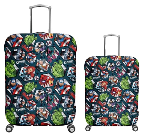 Image of Heart Home Marvel Avengers Luggage Cover | Polyester Travel Suitcase Cover | Washable | Stretchable Suitcase Cover | 18-22 Inch-Small | 26-30 Inch-Large | Pack of 2 | Blue