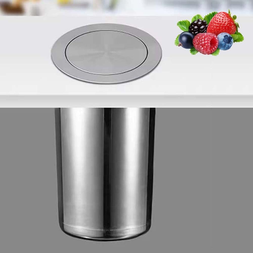 Asdchzen Silver Built-In Countertop Trash Can Cover Waste Chute Lid, Stainless Steel Kitchen Garbage Can Round Balance Flap Cover For Restaurant, Kitchen, Bathroom,