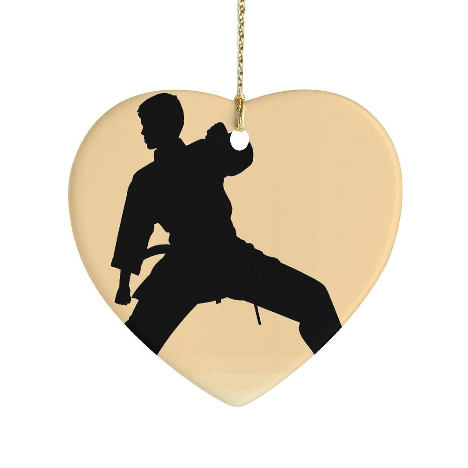 Fekiloot Men's Style Karate Silhouette Ceramic Ornat Home Decor Keepsake