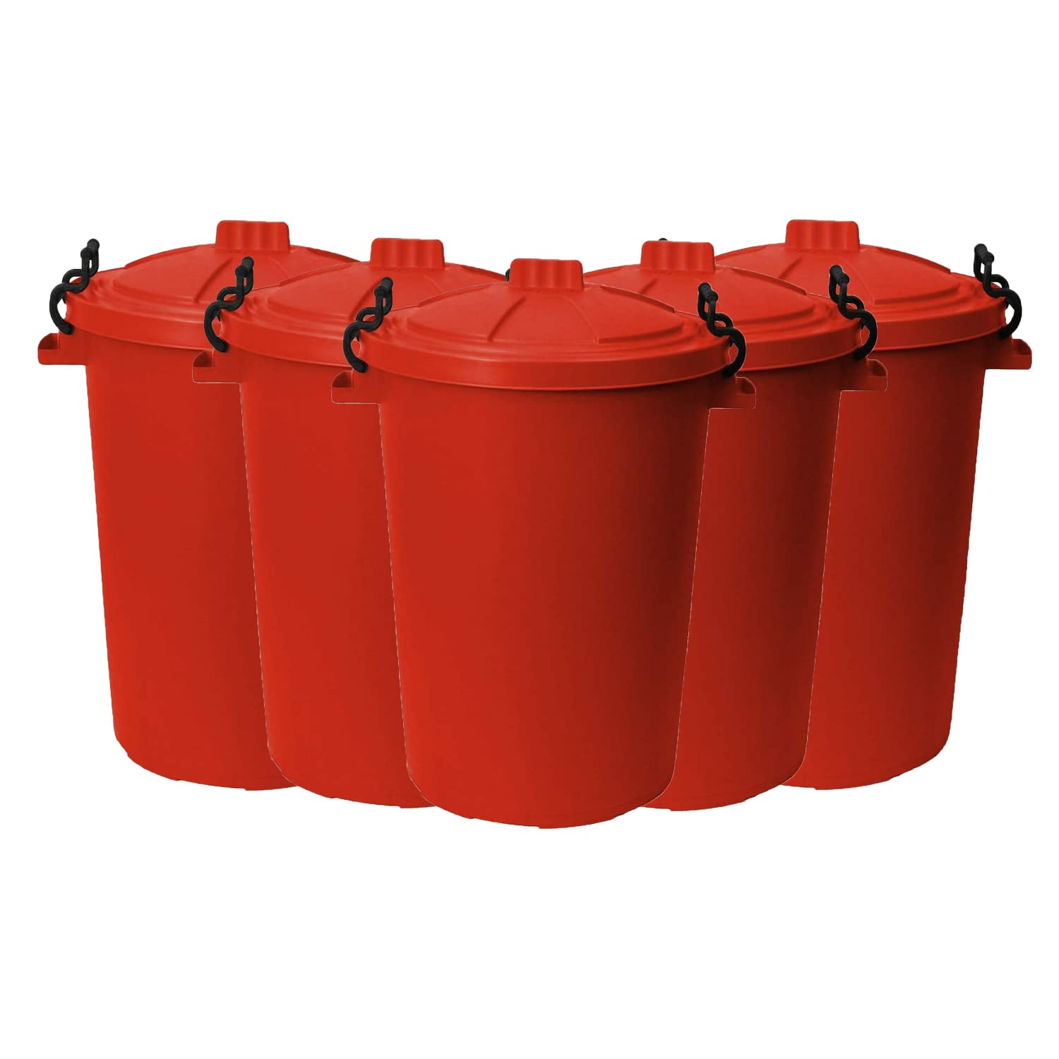 50 Ltr Bin Heavy Duty Dustbin Plastic Storage Unit Refuse Waste Bin with Locking Lid Recycle Compose Bin Recycled Plastic Dustbin Rubbish Waste Animal Feed Portable Garden Use (Red, 5)