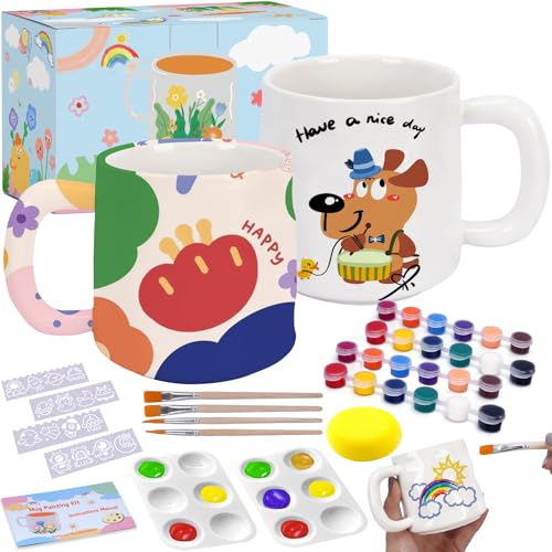 BBWELL Kit para Pintar una Taza,Juego de Pintura de Cerámica,Kit de Pintura de Cerámica,Kit de Bricolaje con Pinturas,Cerámicas para Pintar,Ideal para Adultos,Niños y Proyectos Creativos per Adulti