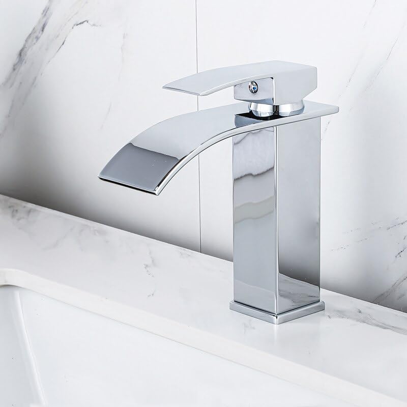 Robinet de salle de bain cascade en chrome haut de gamme pour évier vanité