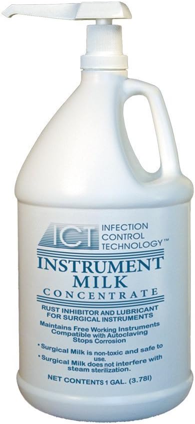 Instrument Milk Concentrated Rust Inhibitor and Lubricant for Surgical Instruments. 1 Gallon Concentrate Makes 6 gallons of Solution.