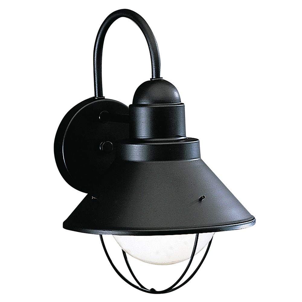 Kichler Seaside 12" 1 Light Outdoor Wall Light with Glass Globe Black