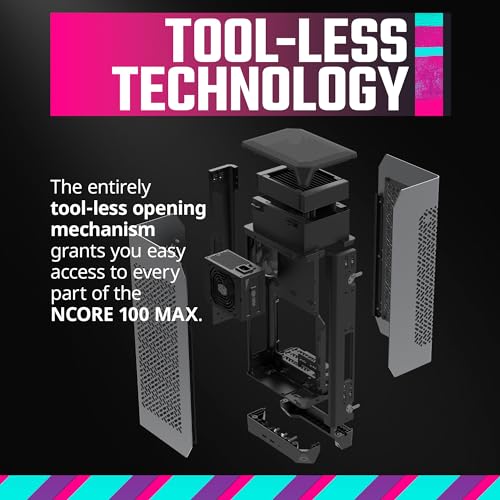 Cooler Master NCORE 100 MAX Mini-ITX PC Case Bundle – Includes 850W 80 Plus Gold PSU PCIe 5.0 Power Supply, 120mm AIO Liquid Cooler & PCIe 4.0 Riser Cable, Premium Small Form Factor SFF Design by Cooler Master - Image 7