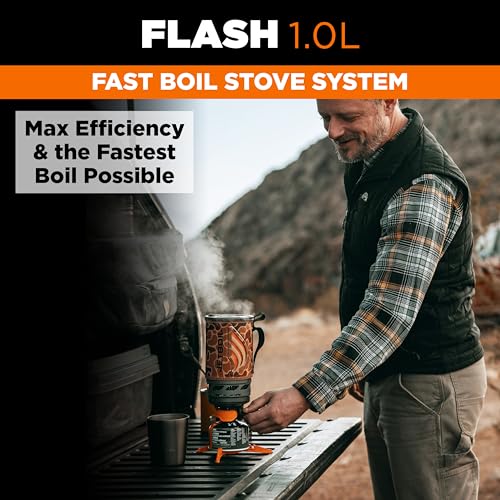 Image of Jetboil Flash Portable Fast Boil Stove for Camping and Backpacking with 1-Step Auto Ignition, Propane /Isobutane Burner with Cooking Cup