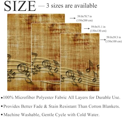 Couverture polaire notes de musique rétro fini le froid avec ce plaid microfibre - 5