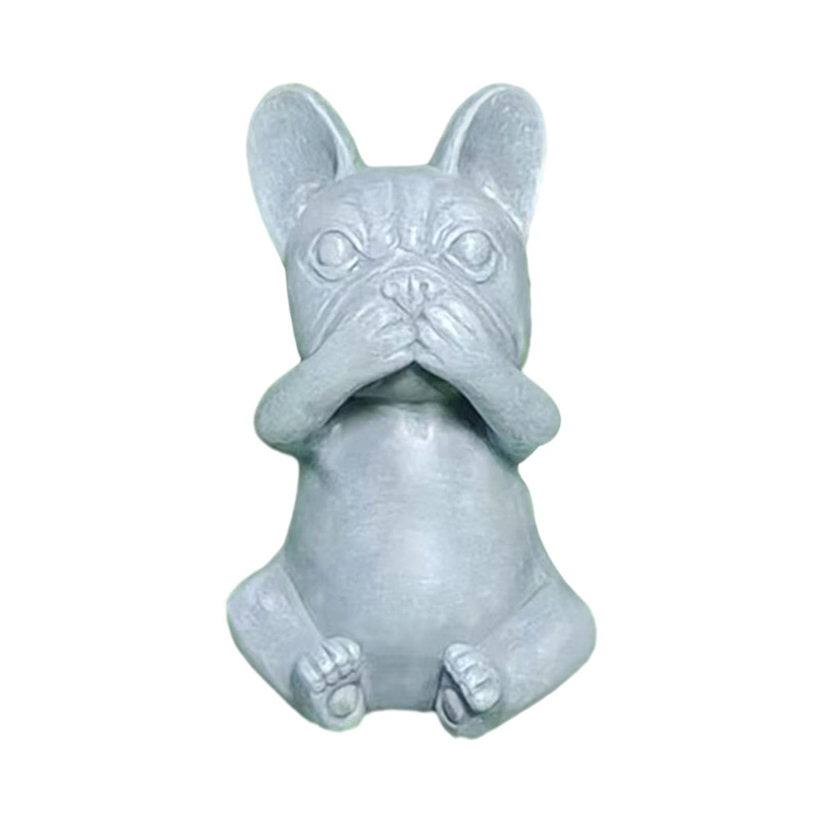 TWISAXC Bulldog Statue Sculpture Home Decoration Exquisite Workmanship for Creative Animal Sculpture Vivid Details Lovely Animal Statue Bulldog Figurines Yard, Not Talk, 11.5x7x7cm