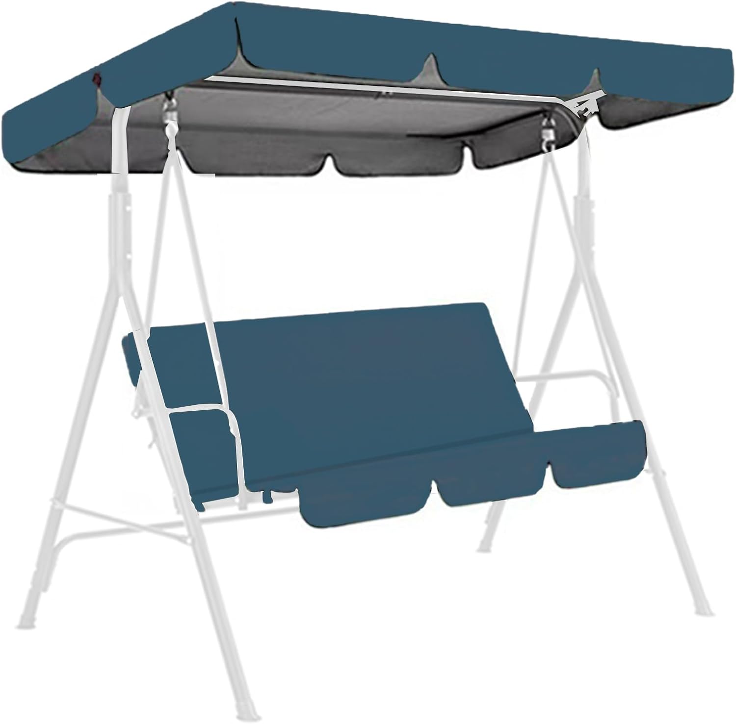 Porch Swings Replacement Cover Set,Universal Patio Furniture Swing Covers,Waterproof Replacement Canopy Top Cover for Outdoor Summer Garden Swing Chair Sun S(Size:65*45*6in+51*18.9*3.1in,Color:Gray)