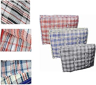 KAV Pack of 3 Extra Large Plastic Ziplock Laundry Bag- Large Capacity Storage Organiser, Reusable and Foldable Shopping Bag with Comfortable Handle for Clothes, Shoes, Bedding, Grocery (80x60x28 cm)