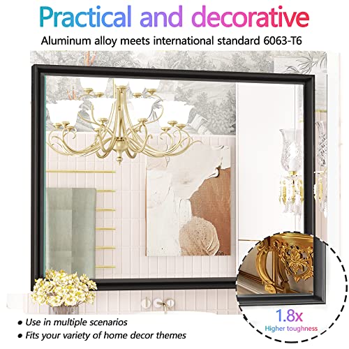 Vosuja 40 X 30 Inch Bathroom Mirrors For Wall, Black Mirror For Bathroom, Wall Mirror For Bathroom In Aluminum Alloy Metal Frame, Rectangular Wall Mounted Mirror (Horizontal/Vertical) #TOP4