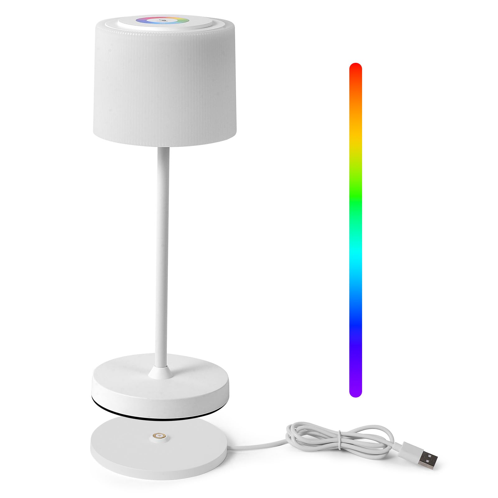 WOWDSGN Lampada da Tavolo con Base di Ricarica a Contatto - Lampada da Scrivania senza Fili Ricaricabile - 3000K/4000K/5000K/RGB - 4000mAh - Interni/Esterni