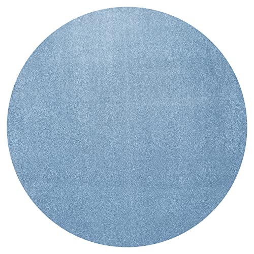 Tapete redondo bajo de pelo corto Classic Blue 5 ft miniatura 3