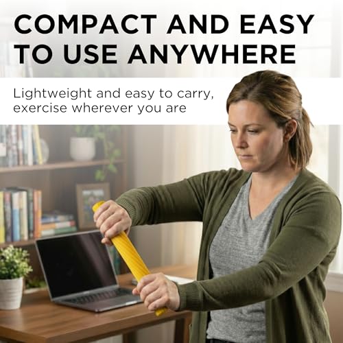 Image of THERABAND FlexBar Resistance Bar, Extra Light, Wrist & Forearm, Yellow | Flex therapy bar for physical therapy, wrist and forearm exercise, with a non slip grip