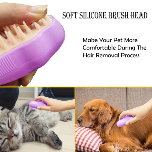 Image of Steam Brush for Cats, Spray Comb Mist Brush, Rechargeable Steam Pet Brush for Dogs and Cats, Self-Cleaning 3-in-1 Cat Hair Brush with Steam for Long and Short Hair for Cats and Dogs (purple)