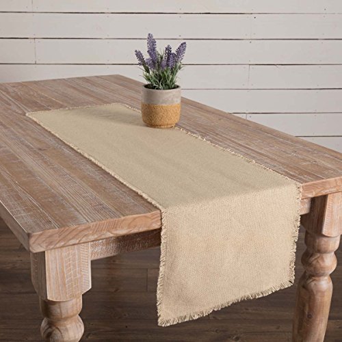 VHC Brands Farmhouse Holiday Tabletop Kitchen Burlap Vintage White Runner 13 x 48