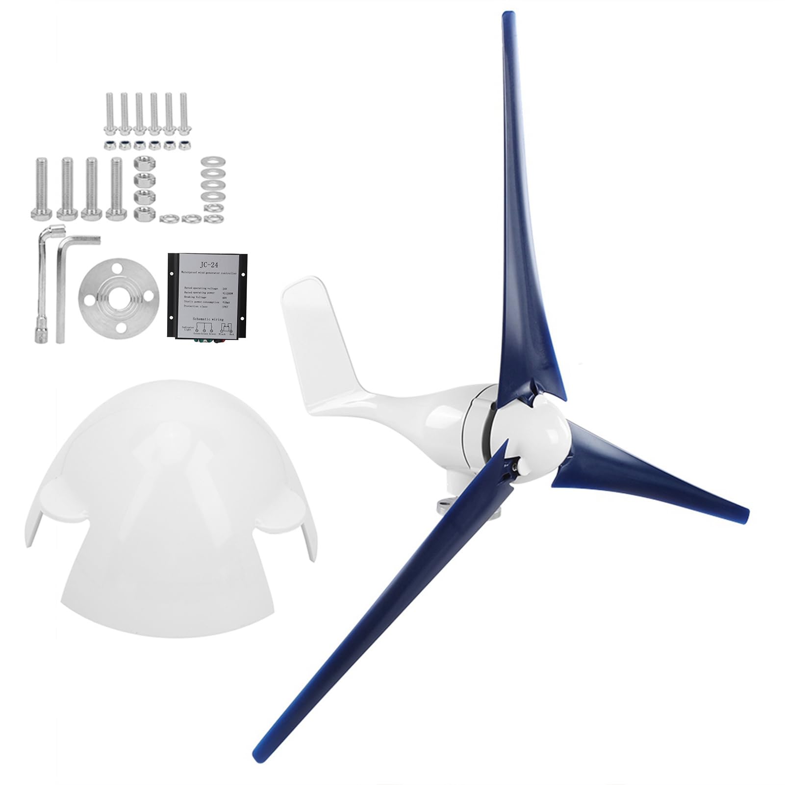 Generador de Turbinas Eólicas de 1200 W con 3 Aspas para Uso Marino y Doméstico, Generación de Energía Eficiente, Diseño Ecológico (Blue #18)