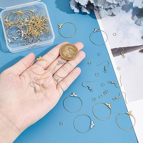 UNICRAFTALE 2 Colors Earring Making Finding Kit 24 Pcs Hoop Earrings 40 Pcs Earring Hooks Stainless Steel Wire Ring Pendant Earrings with 80Pcs Jump Rings for Jewelry Making - Image 4