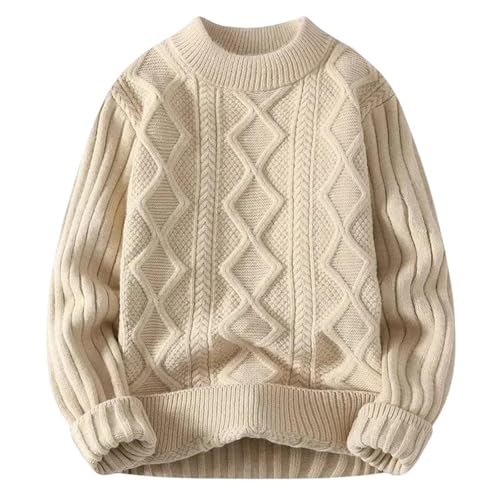 Men's Warm Knitted Sweaters Solid Fall Winter Knitting Crew Neck Pullovers Soft Kniited Sweater
