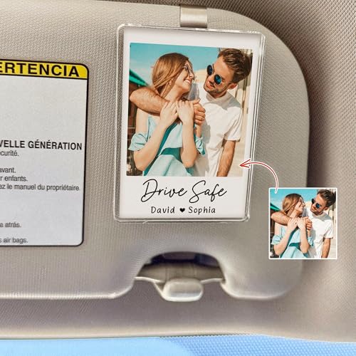 LiloSix Personalized Photo Car Visor Clip, Custom Picture Holder Photo