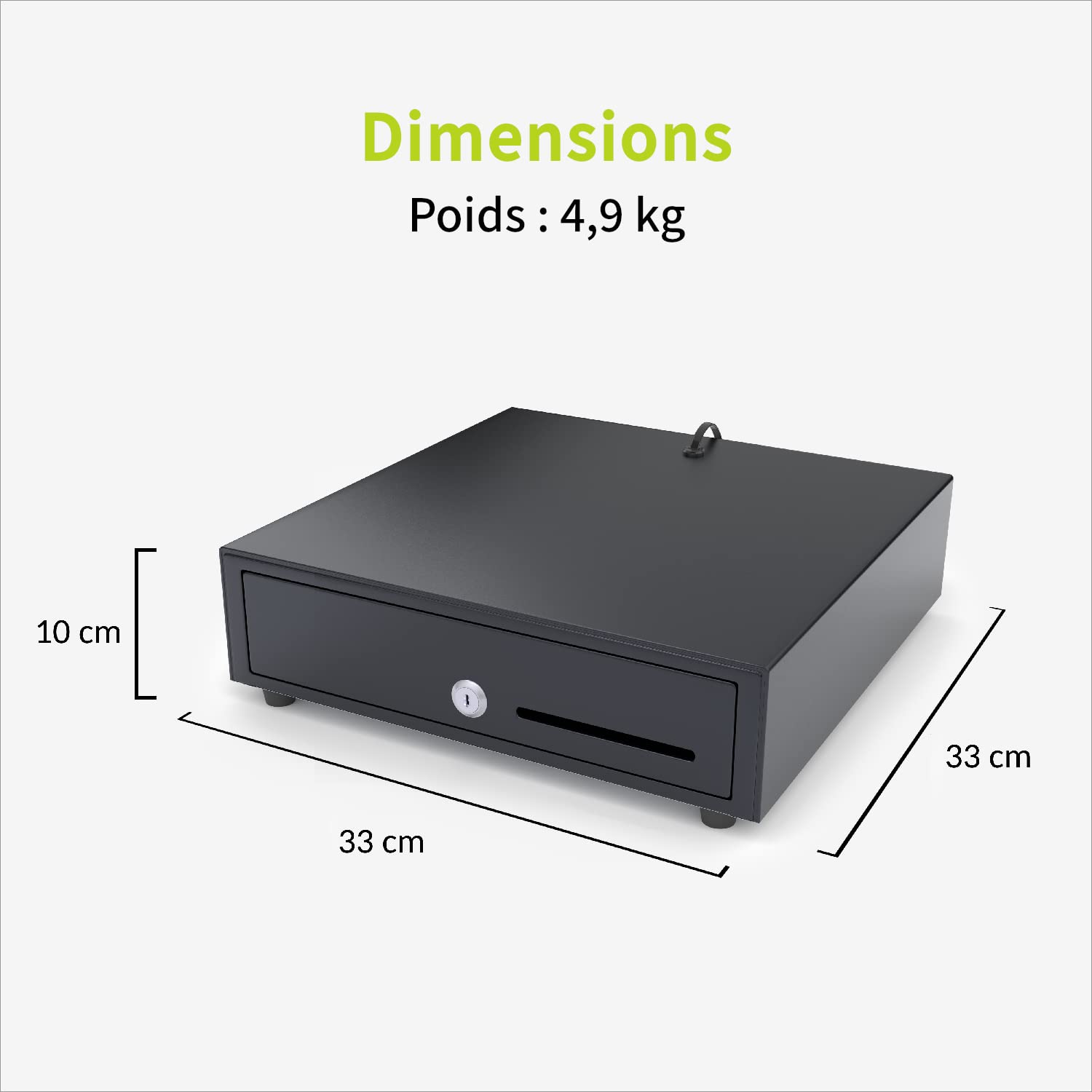 ACROPAQ Cassetto cassa - Apertura elettrica con connessione RJ11, Cassetto per contanti 33 x 33 cm, Adatto per installazione sotto pavimento - Registratore di cassa, Cassa portasoldi - Nero