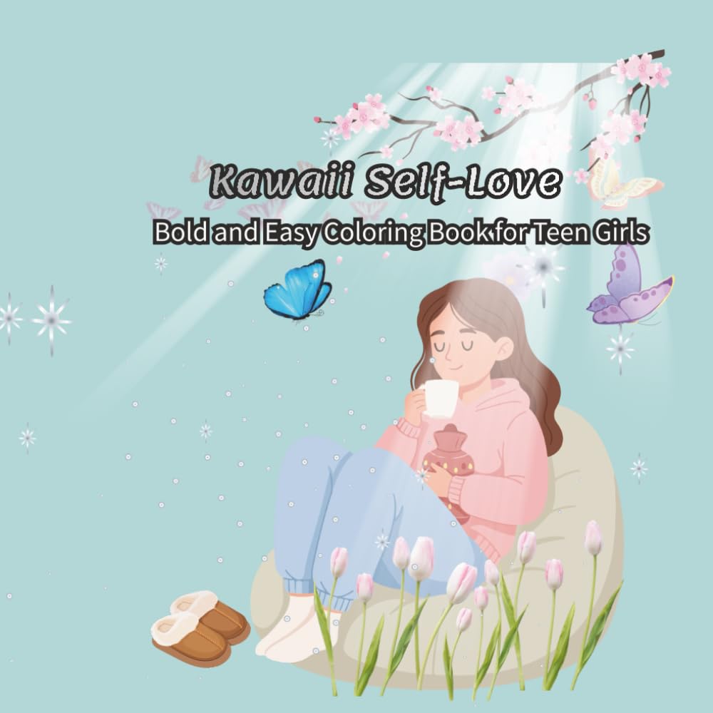 Kawaii Self-Love: Bold and Easy Coloring Book for Teen Girls