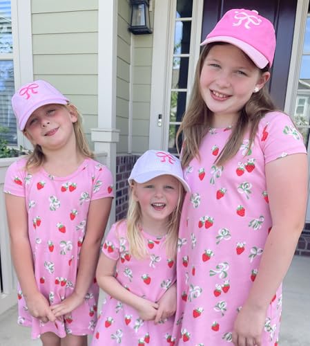 Wee Ones Boys' and Girls' Baseball Caps, Spring and Summer Ready, Stylish and Breathable Kids Hat, Infant, Pink Bow2