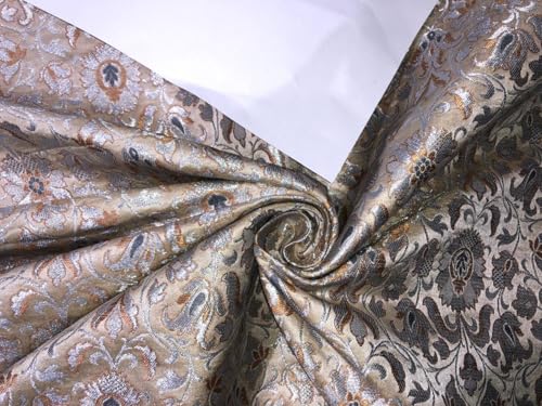 Brocart Heavy King KHAB beige argenté BRO979 pour confectionner une robe de mariée