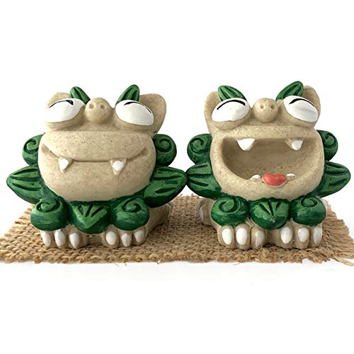 沖縄土産 シーサー 置物 ミニ 玄関 大笑いシーサー 緑のサムネイル