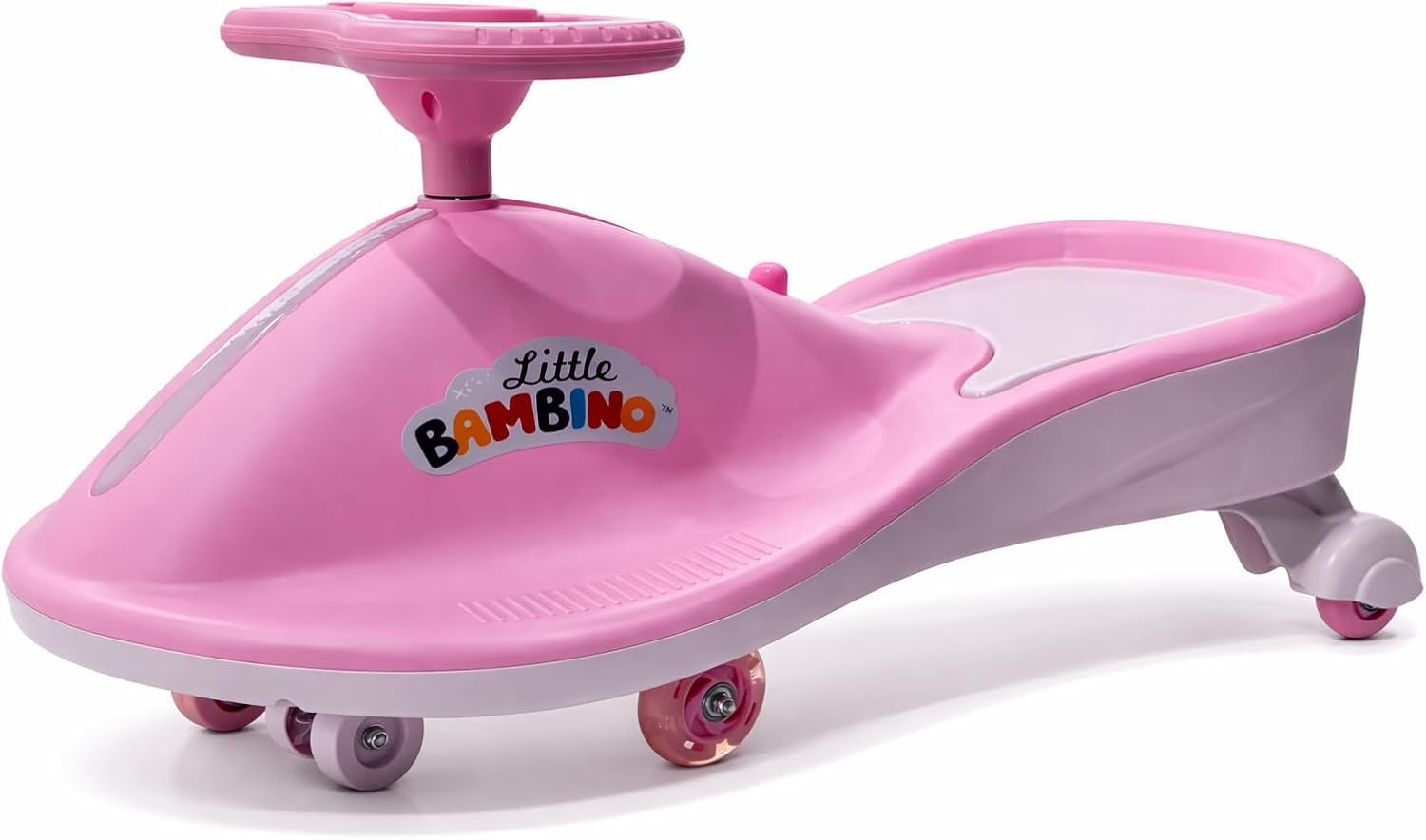 Ride On Wiggle Car Swing Swivel Scooter, Non Electric, Balance Toy Steering Wheel for Kids Ages 3-8, Indoor/Outdoor, Pink