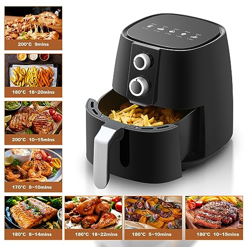 CLIPOP Digitale heteluchtfriteuse voor thuisgebruik met snelle luchtcirculatie, 3,8 l grote, olievrije, vetarme heteluchtfriteuse, 30 minuten tijd, anti-aanbakmand, vaatwasmachinebestendig - Afbeelding 3