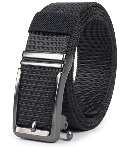 Men's Ratchet-Nylon-Belt Casual Tactica Belt - Golf-Web-Belt Adjustable-Automatic-Buckle No Holes Invisible Belt