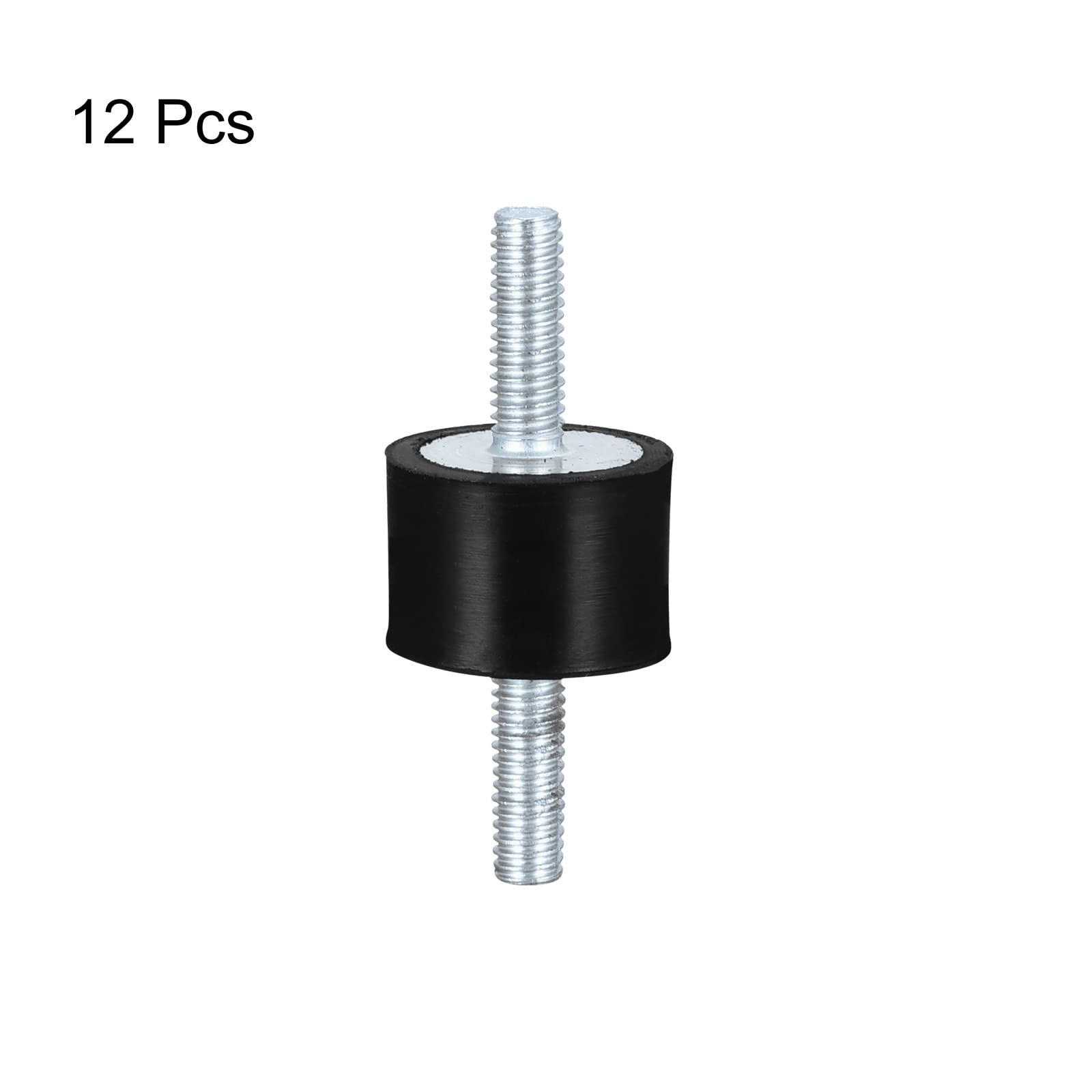 sourcing map M5x15mm Silent Bloc Support Caoutchouc 12pcs Anti Vibration Isolateur Goujons Absorbeur Choc Mâle pour Air Compresseurs, Garage Moteur, Diesel Moteurs, 15x15mm