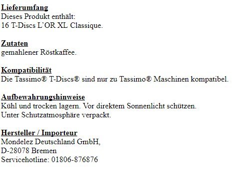 Tassimo L'OR XL Classique - Pack de 5