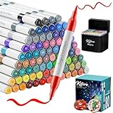 Kitire Acrylstifte 80 Farben, Acrylstifte für Steine Wasserfest, Dual Tip Acrylic Marker mit Doppelspitze für Stein Bemalen, Glas, Papier, Holz, Eier, Leinwand, Keramik, Stoff, DIY-Basteln